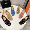 Fashion Autumn Weaving Princess Shoes Fashion Square Toe Casual Ballet Flats Shoes Women's Knitted Flat Bottom Soft Sole Walking Shoes