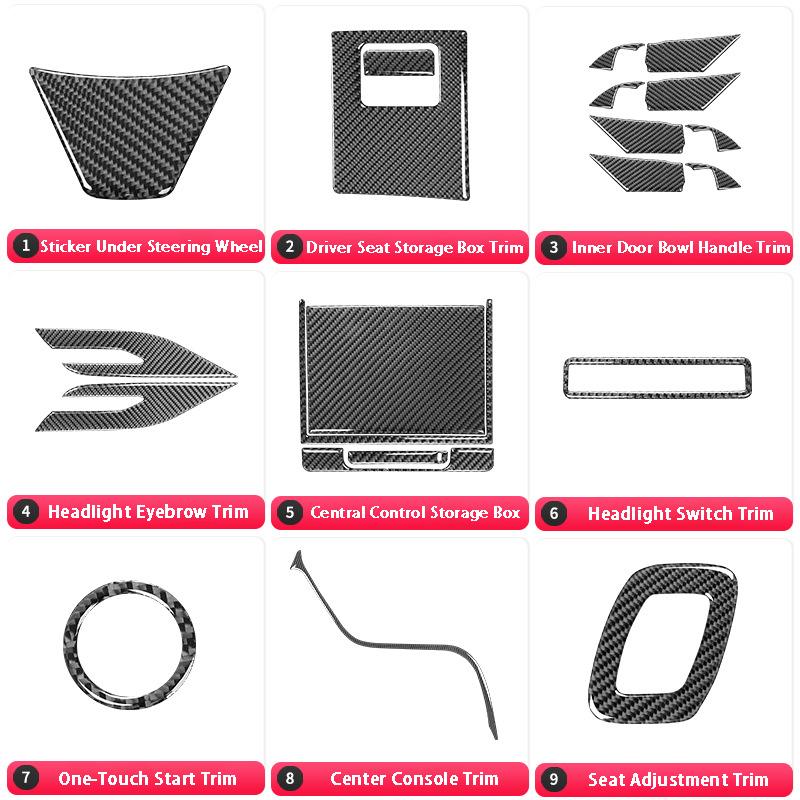 Carbon Fiber Interior Sticker Center Console Steering Wheel Inner Door Handle Car Accessories For Toyota 8th Generation