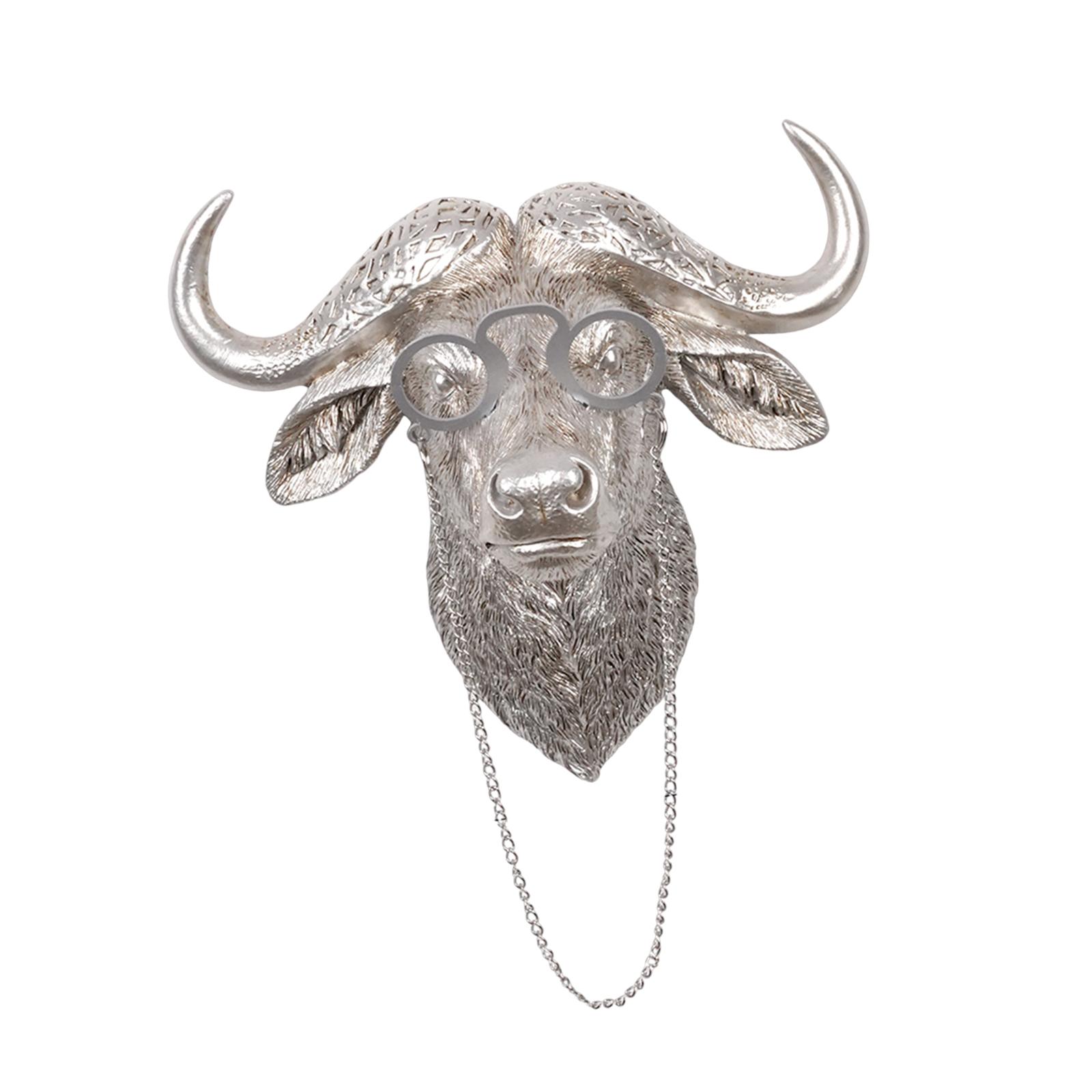 

Resin Animal Head Wall Sculpture Buffalo Minimalist Decorative Piece Space Decor for Bedroom Living Room Office Sofa Study серебряный