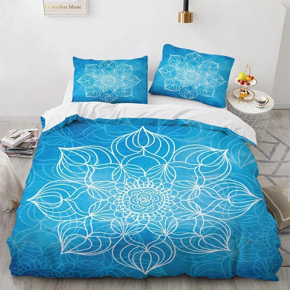 Bohemian Mandala King Queen Duvet Cover Boho Style Flower Bedding Set Adults Exotic Nordic Floral Polyester Quilt Cover