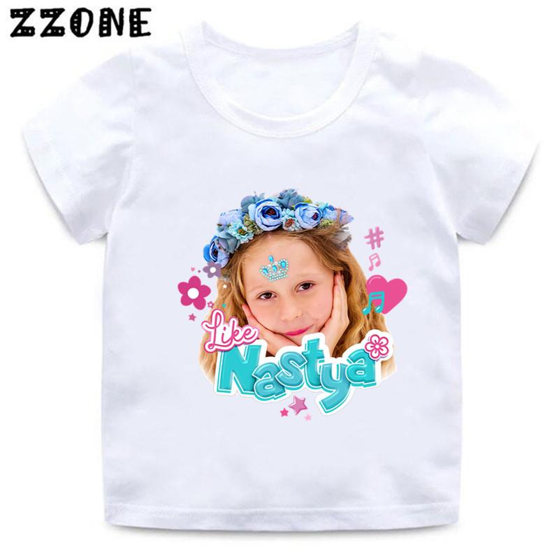 Cute Style Nastya Likes Cat Pattern Cartoon Fun Girl Clothing Boys' T-shirt Summer Children