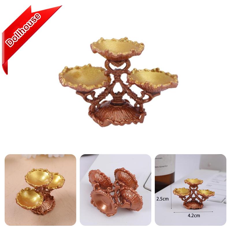 1/12 Dollhouse Retro Luxury Fruit Plate Model Doll Home Dessert Plate Living Room Decoration Toy Micro Scene Ornament