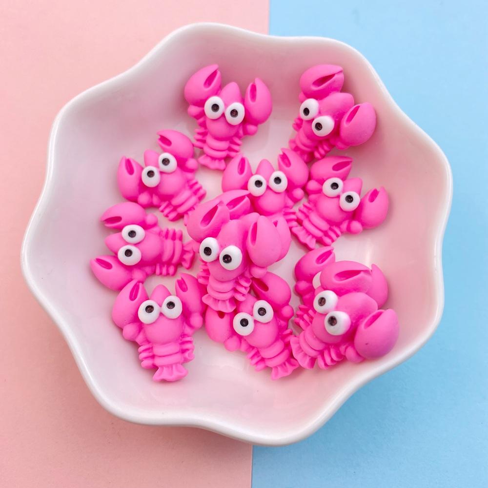 20Pcs New Cute Resin Crab, Lobster, Fish Ocean Series Flat Back Parts Embellishments For Hair Bows Accessories