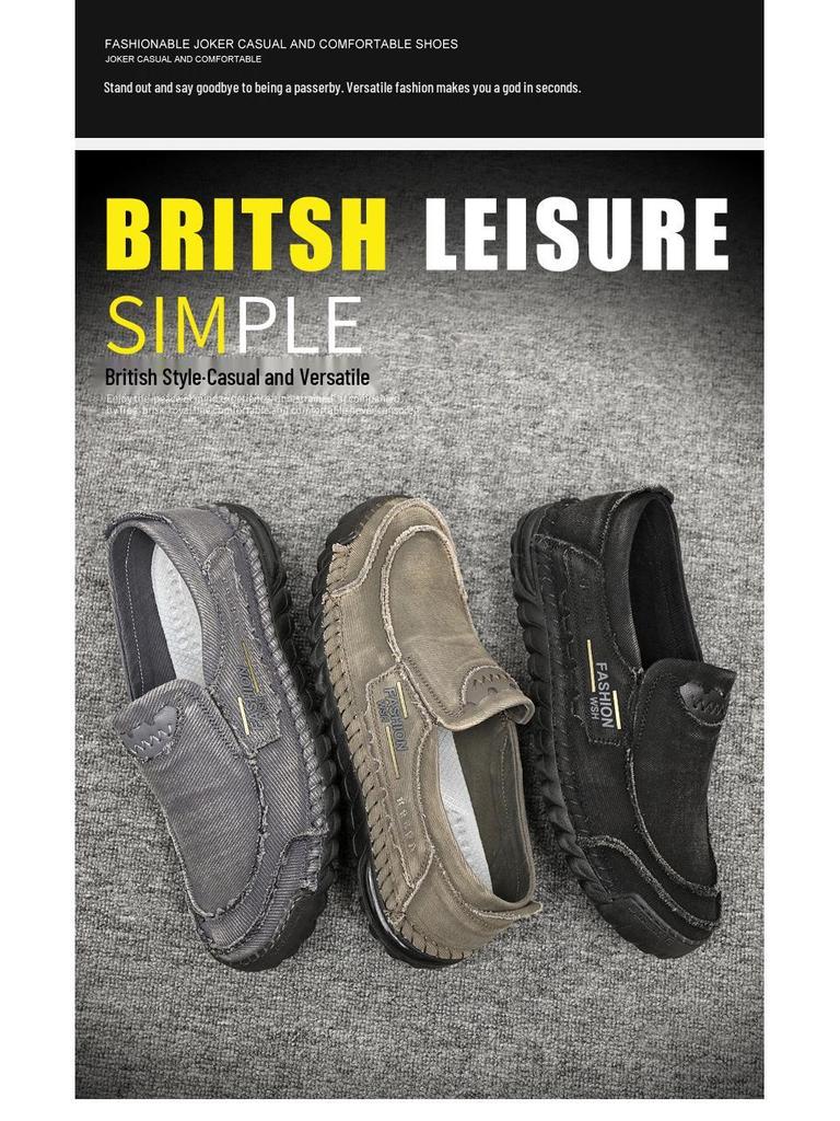 Men's Slip-On Soft Sole Breathable Shoes, Large Size, Spring/Autumn Style, Old Beijing Cloth, Beef Tendon Sole, Dad Driving Shoes