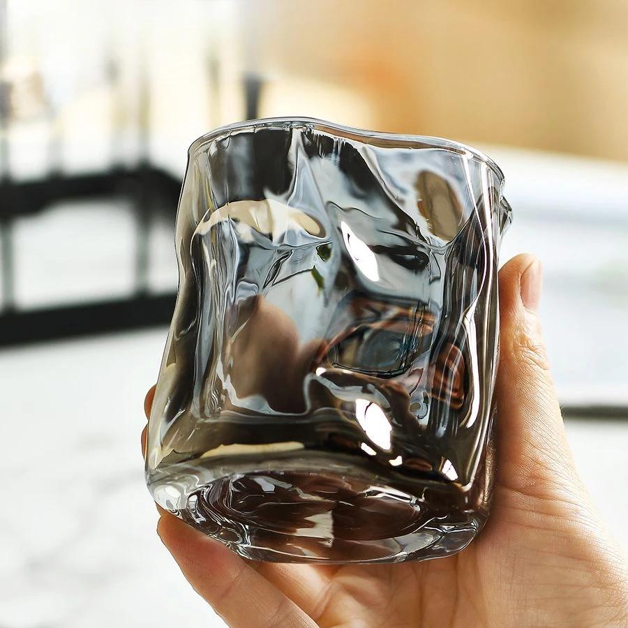 Korean Creative Ins Twisted Glass Cup Juice Drink Coffee Mug Cup Wave Pattern Colorful Glass Handmade Bar Drinkware