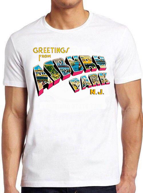 Greetings From Asbury Park N.J. 70s Rock Retro Music Top Gift Tee T Shirt 549 L