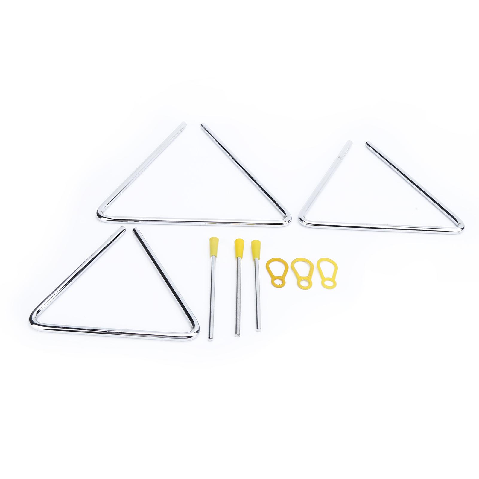 

3Pcs Hand Percussion Triangle Musical Instrument Set 6in 7in 8in for Playing Training