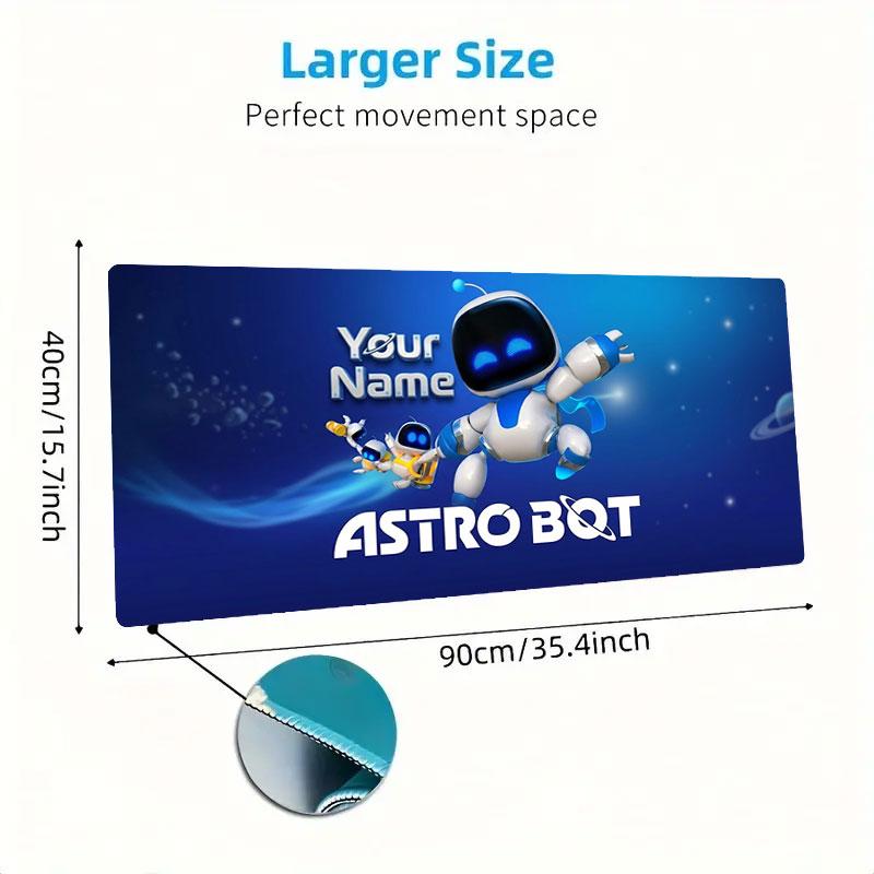 ASTRO BOT Custom Name Large Size Mouse Pad Large Gaming Table Cushion Non-slip Laptop Tablet Big Mousepad XXL Mat Mini PC Playmat With Lock Edge