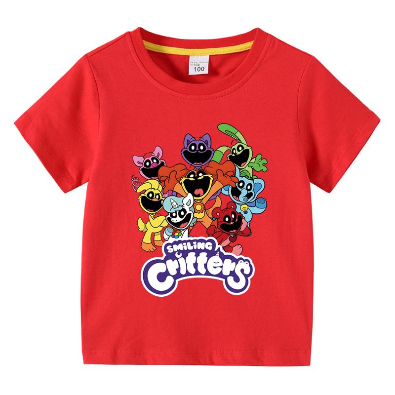 Smiling Critters Children's Clothing Kawaii Cartoon Funny T-Shiirt Boys Short Sleeve Fashion Tops 3-14Years Kids Summer Clothes