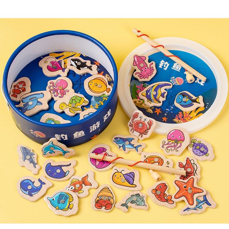 High-quality Wooden Magnetic Fishing Toy For Kids Ocean Animal Cognition And Educational Toy For Parent-child Interaction