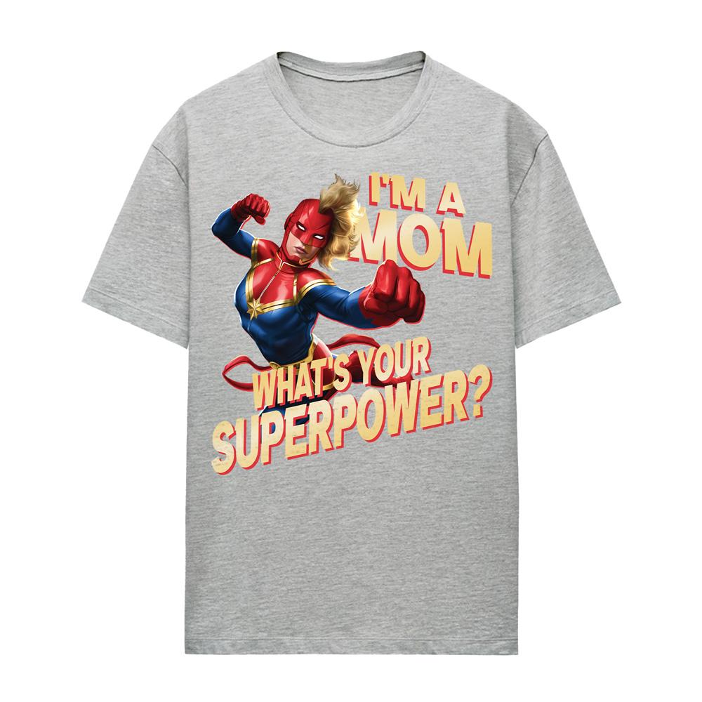 Captain Marvel Womens/Ladies Mom Superpower Heather Mothers Day T-Shirt