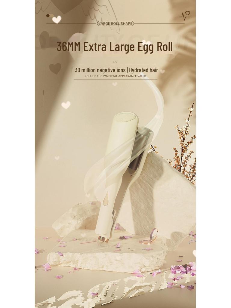 36MM French Egg Roll Curling Iron: Water Ripple & Big Wave Styling Tool for Home and Dorm Use