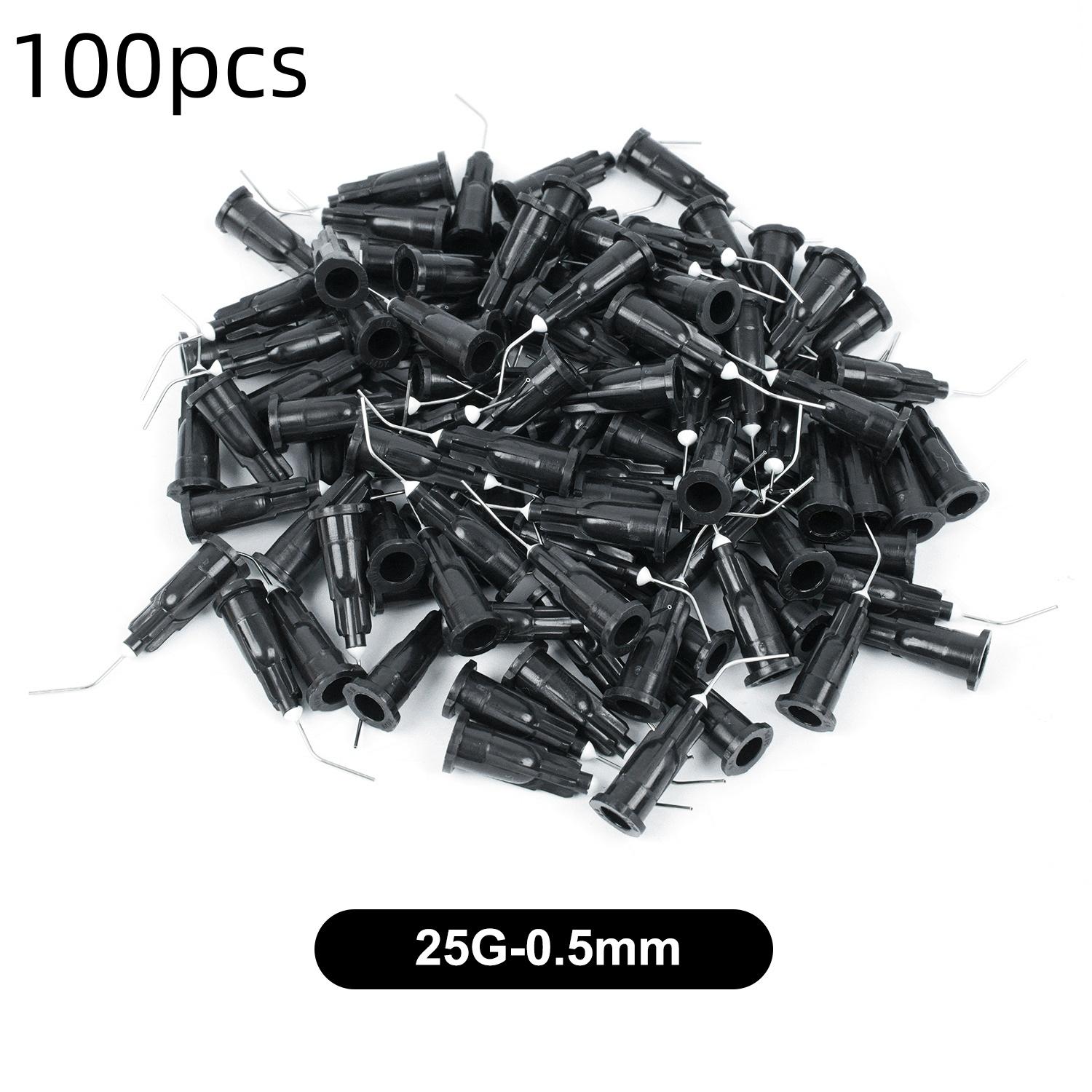 

100 шт./лот Оборудование Ирригация Согнутые Иглы Наконечники Стоматологический Поток Герметик Травящий Композитный Смола Кислотный Реагент Доставки Наконечники Шприца 25G-0.5mm чёрный