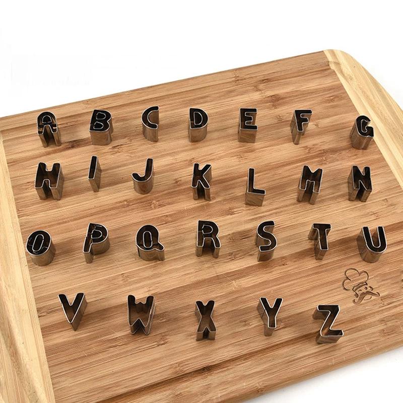 26pcs Letters Cake Mould Fondant Sugar Craft Stainless Steel Cookies Mold Decorating Tools DIY