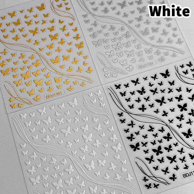 1 Sheet Mini Butterfly Nail Art Stickers Decals 3d Cartoon Butterfly Design Adhesive Sliders For Women Nail Art Decorations