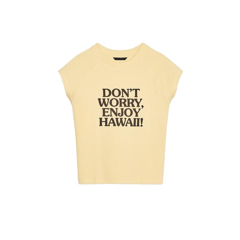 Spring and Summer New Women's Clothing Minimalist Easiest for Match Multi-Color American Printing Super Short Sleeve round Neck T-shirt 0085323