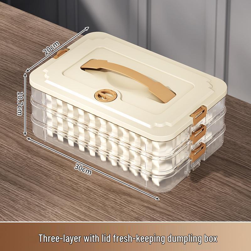 Frozen Dumpling and Wonton Freezer Box with Freshness Seal and Hanging Rack
