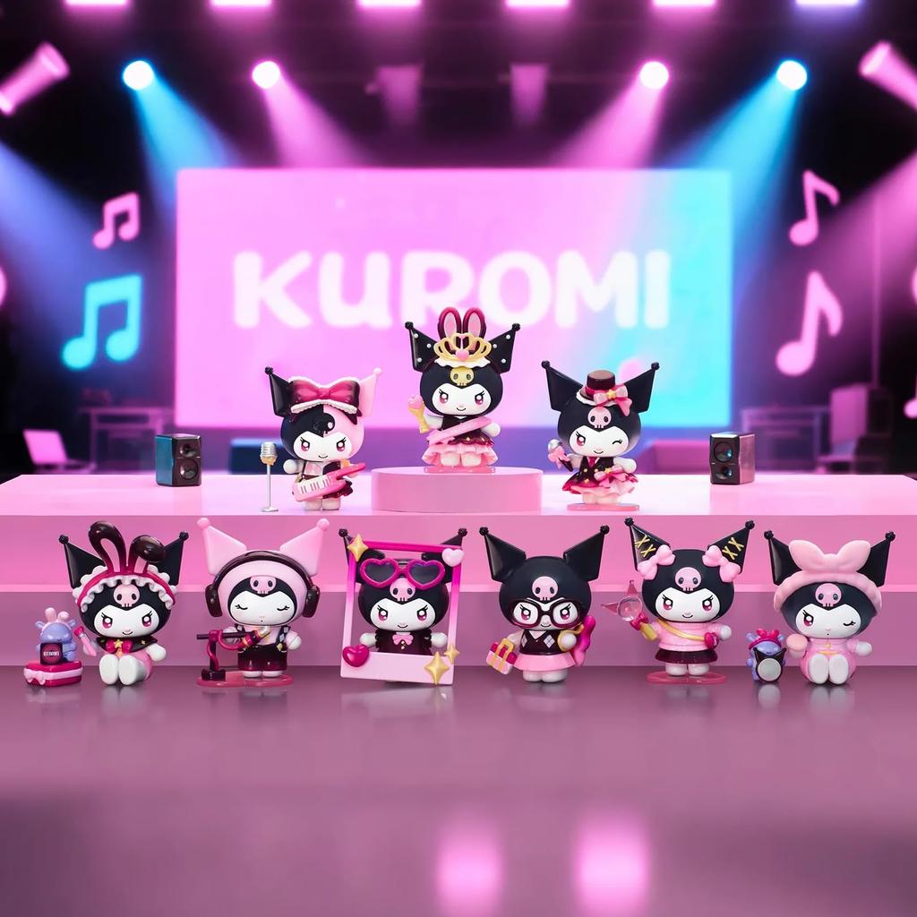 TOP TOY Sanrio Characters Kirakira Series Box of Gachapon Blind Box Soft Vinyl Collectible "Kuromi Idol" [Assorted 8] Figures, PVC, Gift, Birthday,