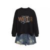 Womens Long Sleeve Round Neck Graphic Print Loose Fit Sweatshirt Casual Fashion Top