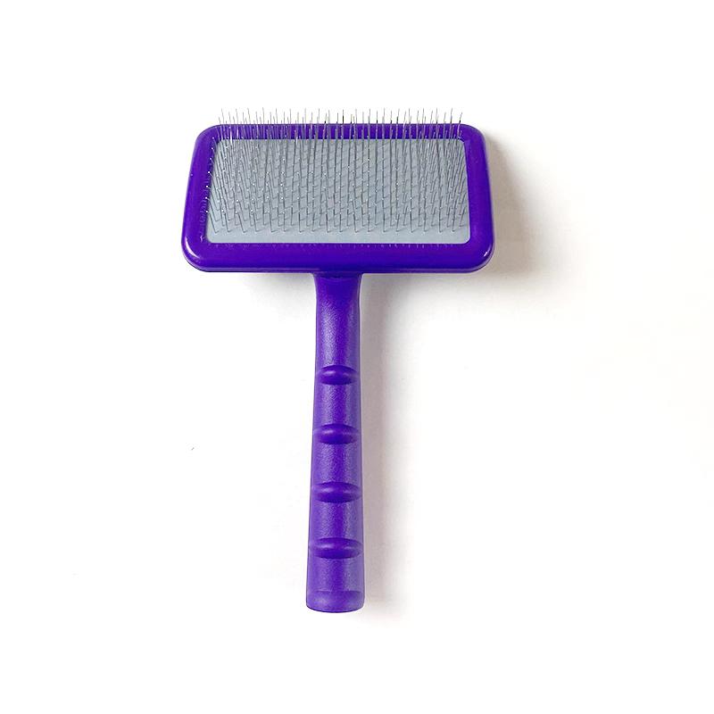 Professional Pet Slicker Brush | Ergonomic Purple Handle | Stainless Steel Pins | Dog & Cat Detangling Grooming Tool for Salon Soft Pin