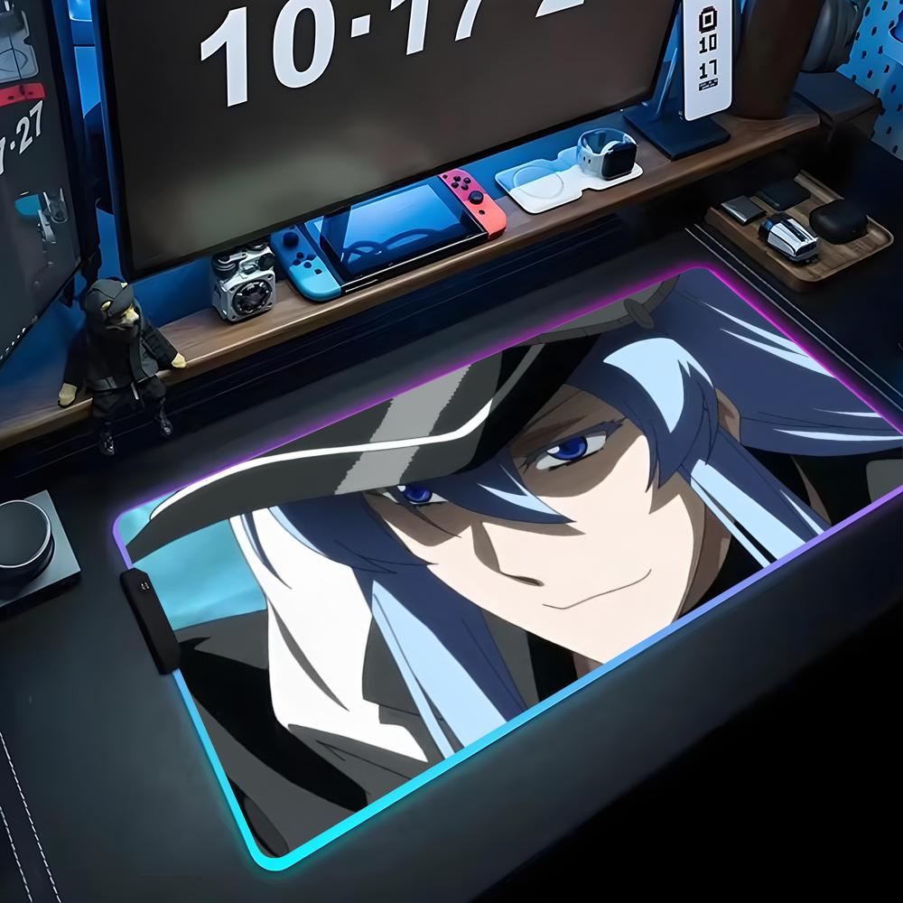 esdeath Mouse Pad RGB Gaming Mousepad Big LED Pad PC Desk Mat Luminous Mouse Pad Large Keyboard Mats Table Rug With Backlit