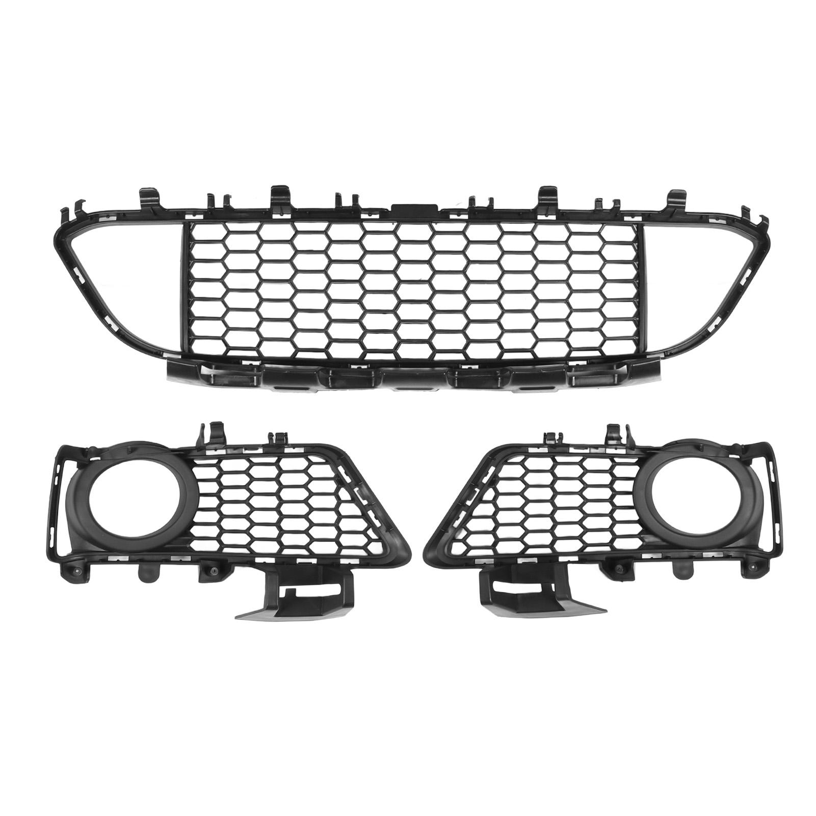 Neoglint Unisex 3Pcs Front Bumper Grille 51118054156 Car Bumper Center Lower Grill Trim Cover For 3 Series F30 2011 To 2015