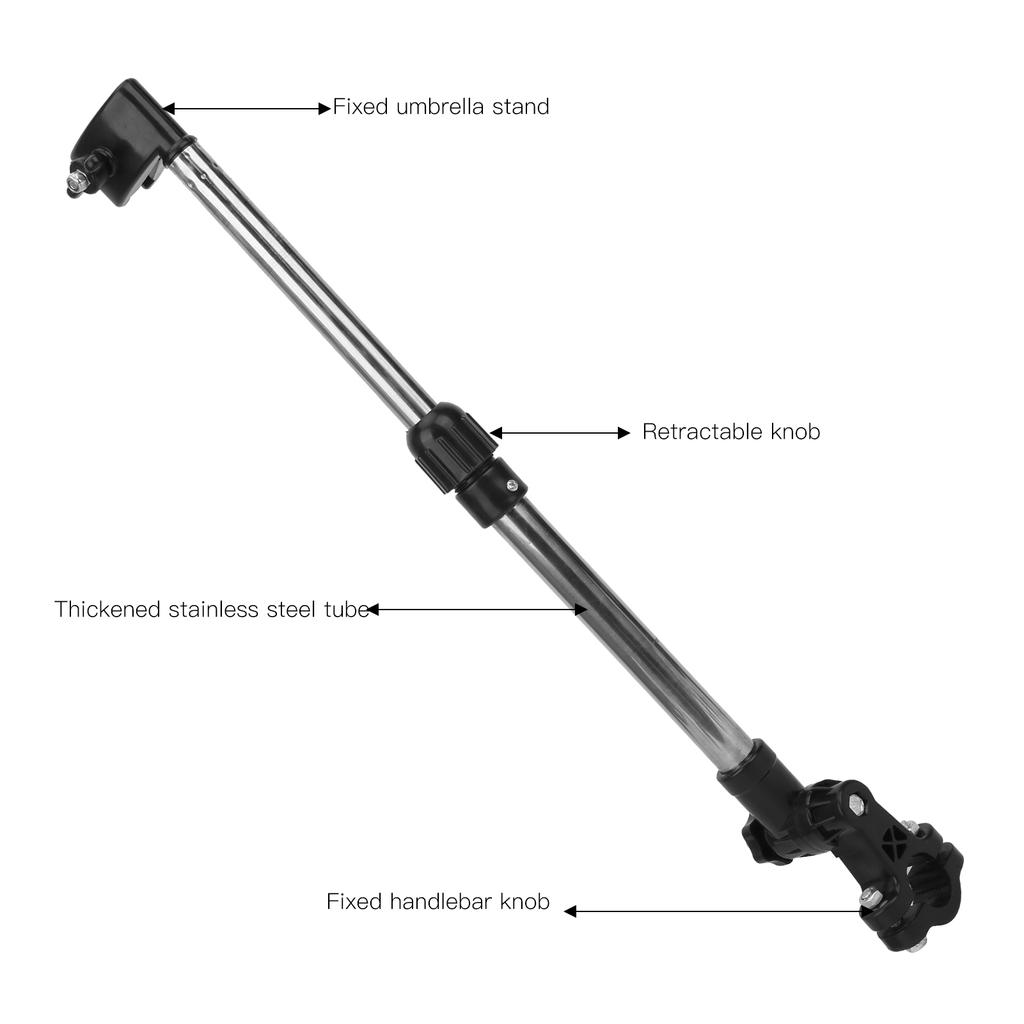 Umbrella Bracket Support Mount Adjustable Sunshade Stainless Steel for Wheelchair Stroller Cycling Bike Umbrella Mount