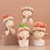 Cute Plants Flower Pot Resin Succulent Planter Flower Vases Little Girl Garden Decoration for Home Office Plant Pot