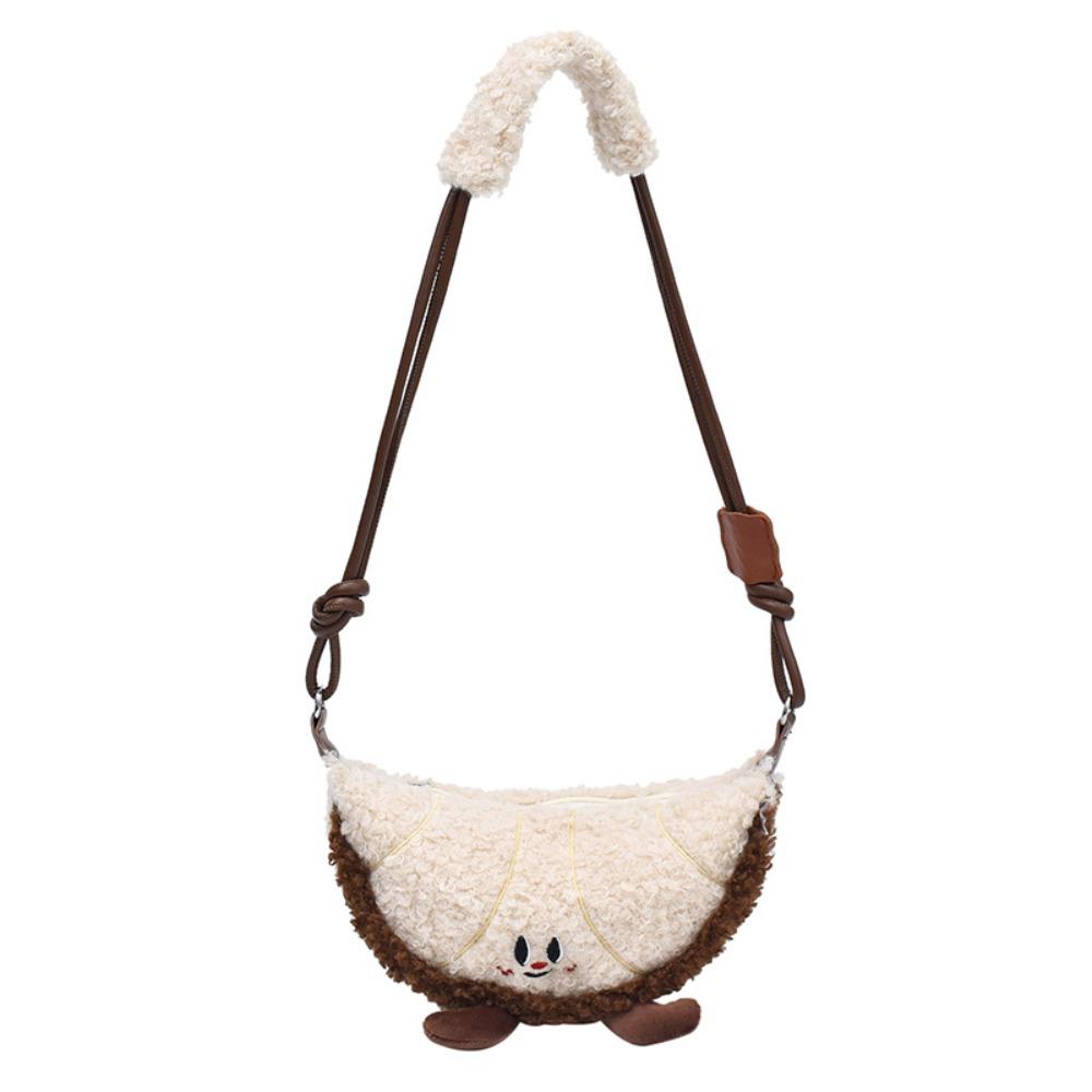 

Brown Croissant Shoulder Bag Fluffy Dumplings Bag Portable Maillard Style Horn Bag Girls белый