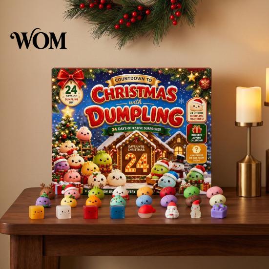 Reusable Christmas Decoration for Home Advent Calendar with 24Pcs Squeeze Dumplings, Soft Sensory Fidget Party Favors Stocking Stuffers Toys