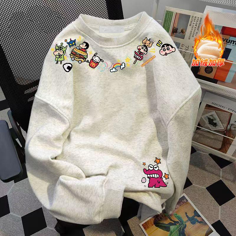 

Crew Neck Sweater Chinese Men s American High-end Sense Loose Female Couple Fleece Thickened Jacket Autumn and Winter S