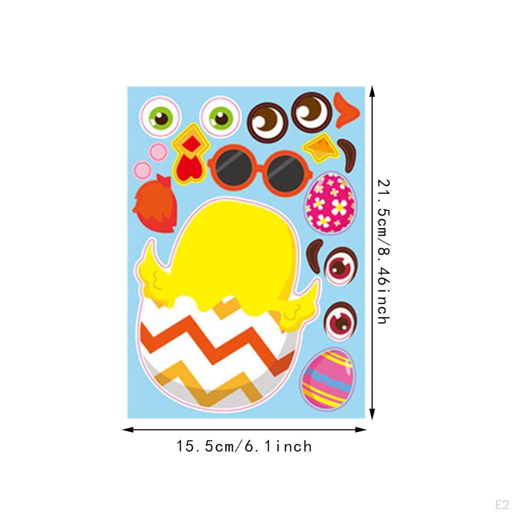 24Pcs Easter Party Stickers Ornaments Face Assemble Make A
