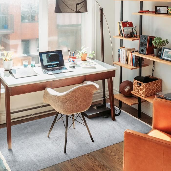 Living Room Rug In Jute and Cotton with Light Grey Fringes 80x150