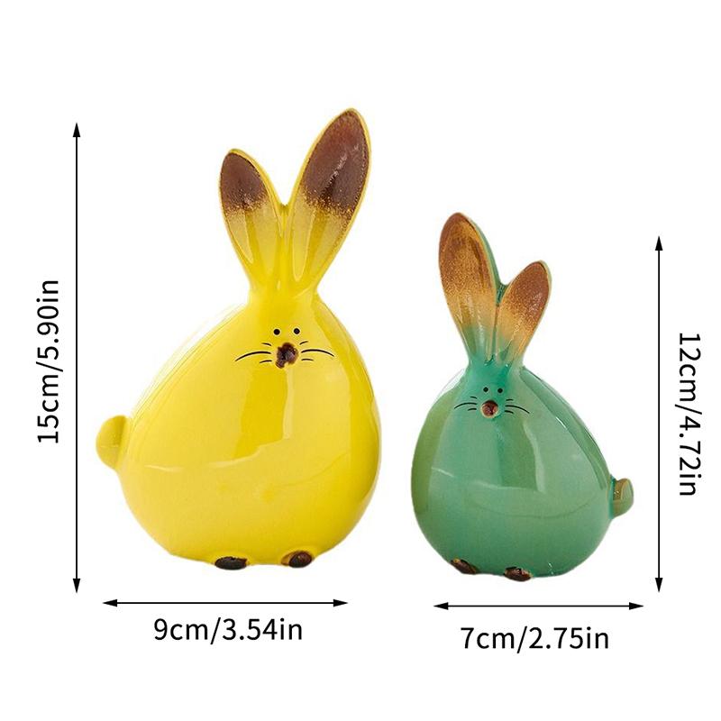 Long Eared Bunny Sculpture Ornaments Desktop Ceramic Easter Rabbit Bunny Figure Cute Home Decorations