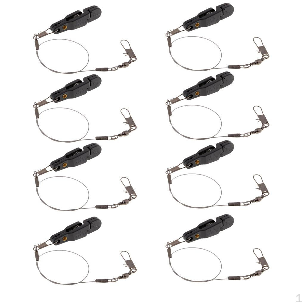 

8pcs Release Clips with Leader and Snaps for Outdoor Fishing Accessories