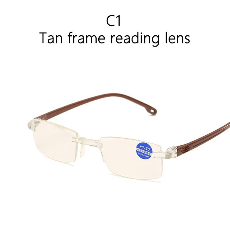 Anti Blue Light Blocking Rimless Reading Glasses for Women Men Square Frameless Presbyopic Computer Eyeglasses Diopters +1.0 1.5 2