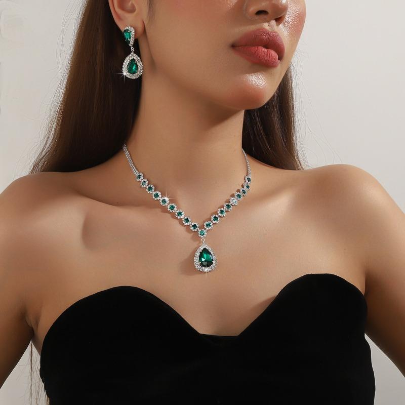 Middle Eastern Jewelry Set Necklace Earrings Bracelet Three-piece Set Full of Diamonds Bridal Jewelry, Dress Accessories