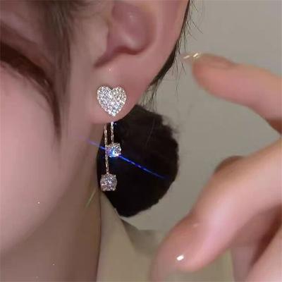 Sparkling Long Tassels Dangle Earrings For Women Elegant  Heart Shaped Pendant Earrings Party Wedding Jewelry Gifts