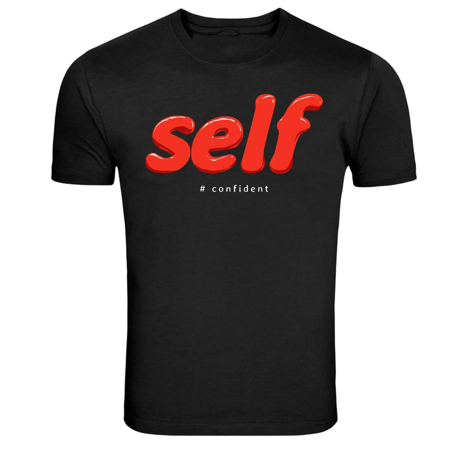 Self #Confident Typography Minimal Graphic T-Shirt S
