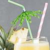 20Pcs Party Straws Hawaiian Style with Umbrella Coconut Palm Design Disposable Party Straws Perfect