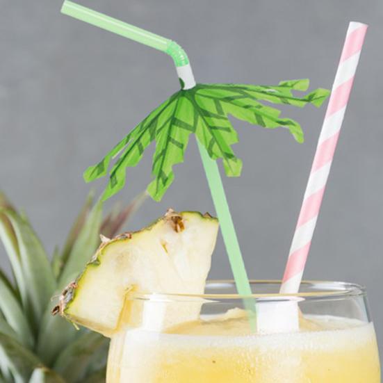 20Pcs Party Straws Hawaiian Style with Umbrella Coconut Palm Design Disposable Party Straws Perfect