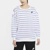 Nike Sportswear Loose Fit Striped Print Crew Neck Long Sleeve Drop Shoulder T-Shirt Women T-Shirts White DJ9305-140