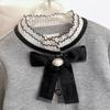 College Style Girls' Autumn Set Long Sleeved Bow Detail Top  Flared Pants Two-Piece Fashionable Fall Outfit