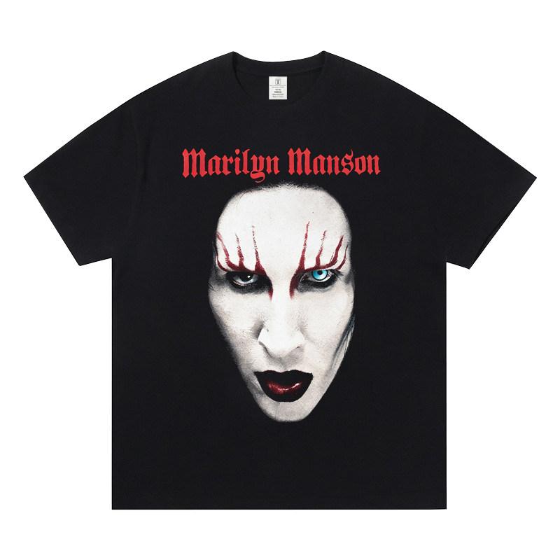

Marilyn Mansons Shortsleeved Tshirt Featuring The Concert Logo Made of Pure Cotton for Both Men and Women 4XL