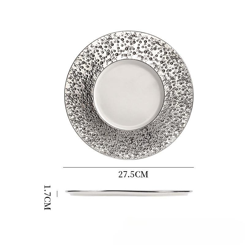 Creative Meteorite Pattern Ceramic Pasta Plate Restaurant Hotel Plate Cooking Dishes Barbecue Steak Plate Kitchen Utensils Dish