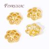 Bracelet Beads End Cap Accessories,Brass Beads Caps 18K Real Gold Plated Hollow Flower Bead Caps,DIY Jewelry Making Supplies