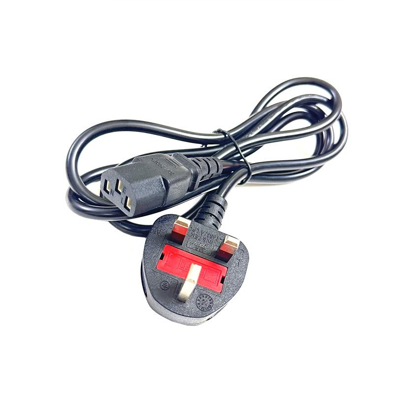 UK Power Cord with C5 Connector for Computers, Printers, and Scales - Large UK Plug with Fuse