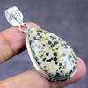 Natural Dalmation Jasper Gemstone 925 Sterling Silver Jewelry Pendant 2.13" ETC-14326