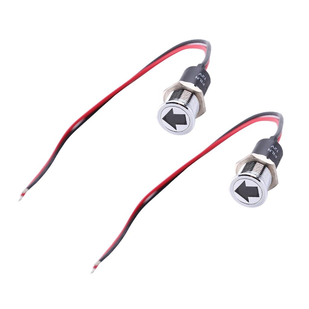 2PCS 14mm LED Metal Indicator Dash Panel Turn Signal Indicator Lamp for Bike Boat Green Light