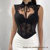 Camisole Européenne & Américaine Dentelle Baleinée Anneau en Acier – Haut Ceintureur Dos Nu à Bretelles.